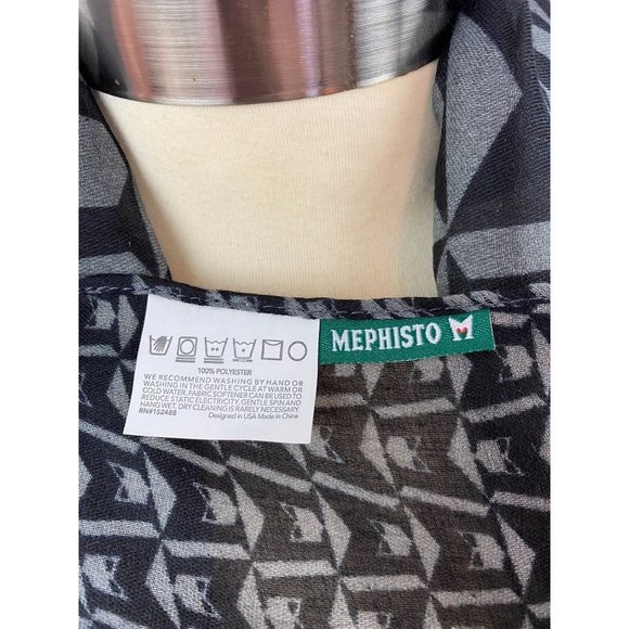 Mephisto Lightweight Black Gray Print Scarf 70 x 28" - Picture 6 of 8
